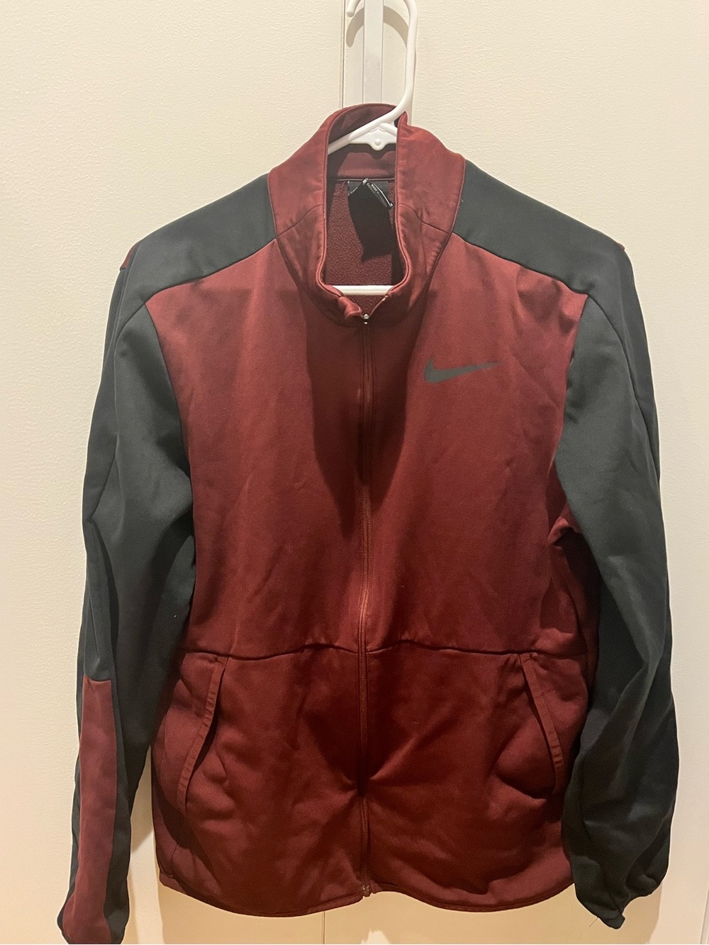 Nike Men's Maroon and Black Performance Full-Zip Jacket used
